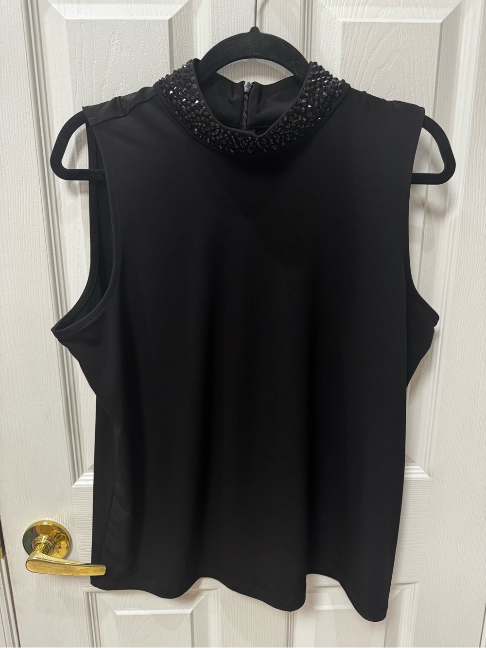 Chico's Black Sleeveless Beaded Mock Neck Camisole